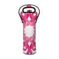 Pink Breast Cancer Ribbon Flower Print Single Neoprene Wine Tote