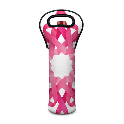 Pink Breast Cancer Ribbon Flower Print Single Neoprene Wine Tote