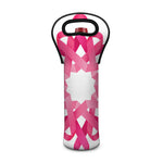 Pink Breast Cancer Ribbon Flower Print Single Neoprene Wine Tote