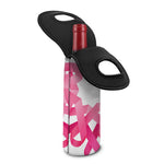 Pink Breast Cancer Ribbon Flower Print Single Neoprene Wine Tote