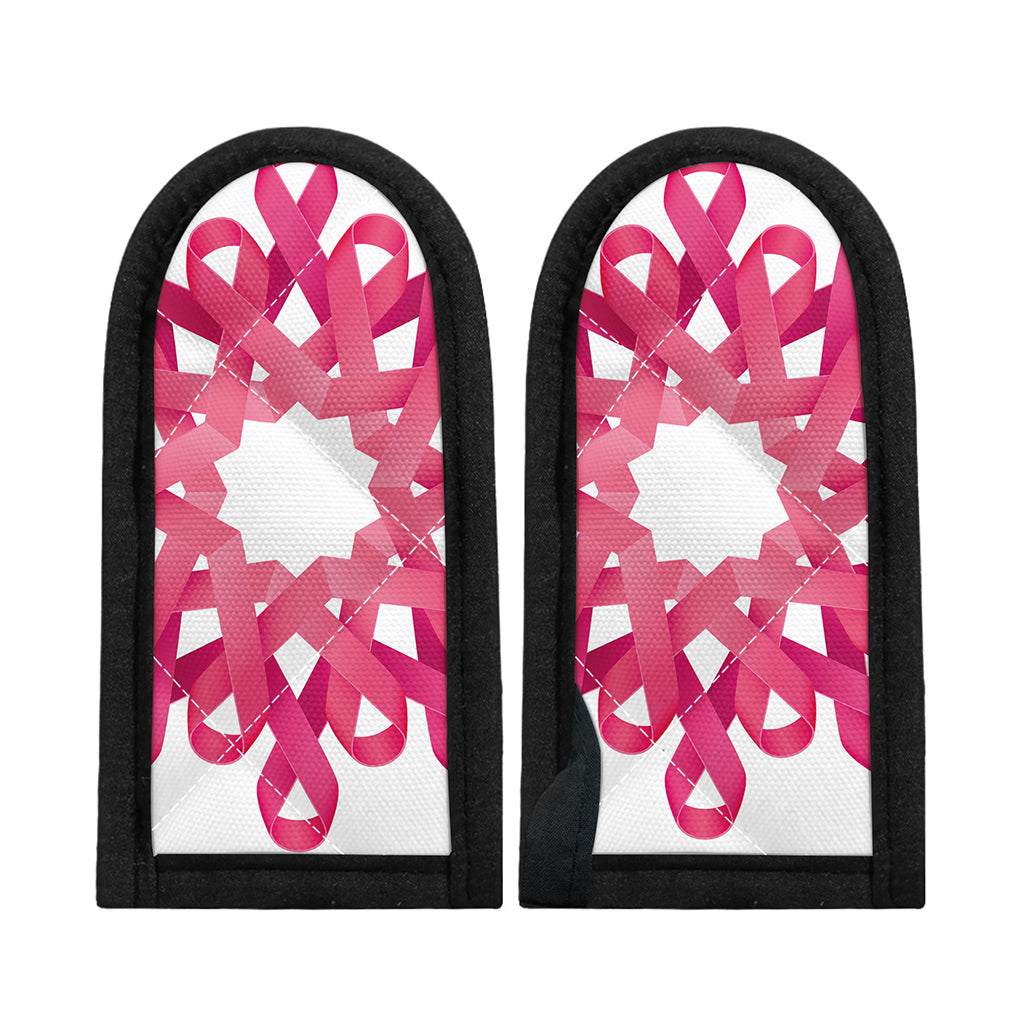 Pink Breast Cancer Ribbon Flower Print Skillet Handle Cover