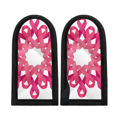 Pink Breast Cancer Ribbon Flower Print Skillet Handle Cover
