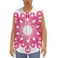 Pink Breast Cancer Ribbon Flower Print Sleeveless Baseball Jersey