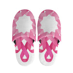 Pink Breast Cancer Ribbon Flower Print Slippers