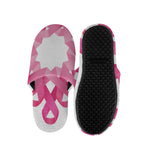 Pink Breast Cancer Ribbon Flower Print Slippers
