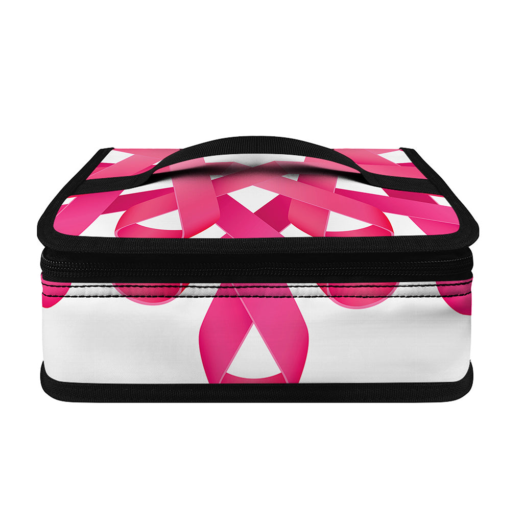 Pink Breast Cancer Ribbon Flower Print Small Lunch Bag