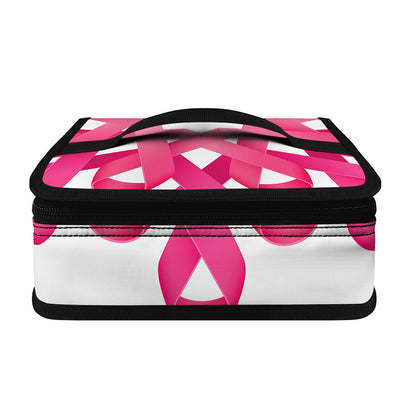 Pink Breast Cancer Ribbon Flower Print Small Lunch Bag
