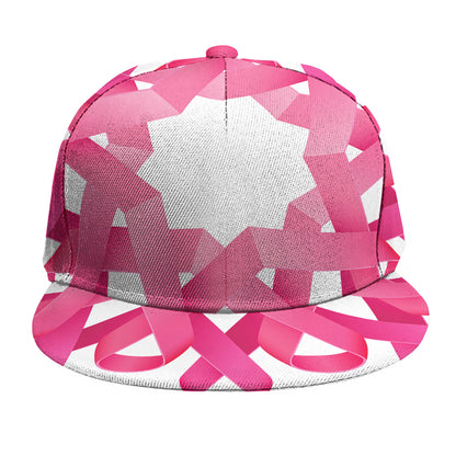 Pink Breast Cancer Ribbon Flower Print Snapback Cap