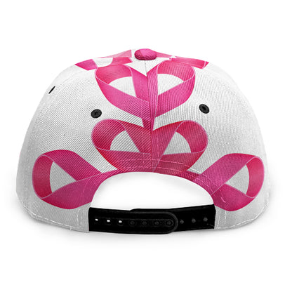 Pink Breast Cancer Ribbon Flower Print Snapback Cap