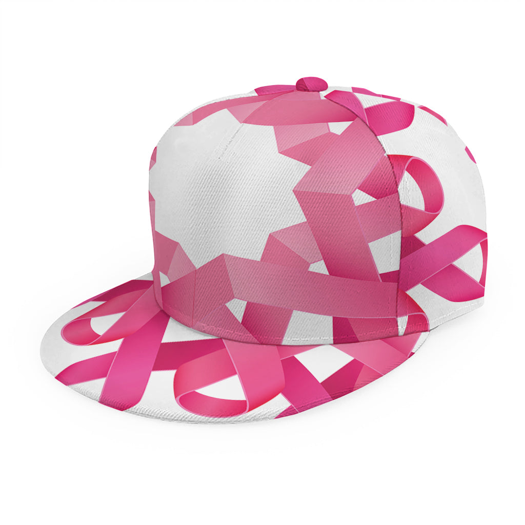 Pink Breast Cancer Ribbon Flower Print Snapback Cap