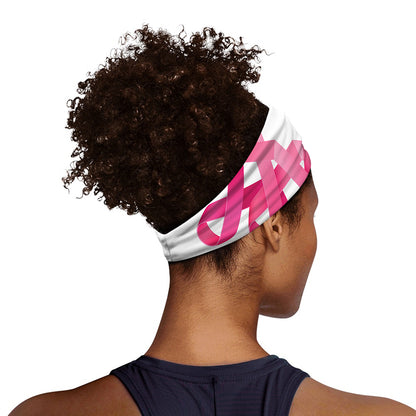 Pink Breast Cancer Ribbon Flower Print Sports Headband