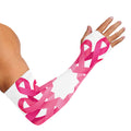Pink Breast Cancer Ribbon Flower Print Sun Protection Arm Sleeves
