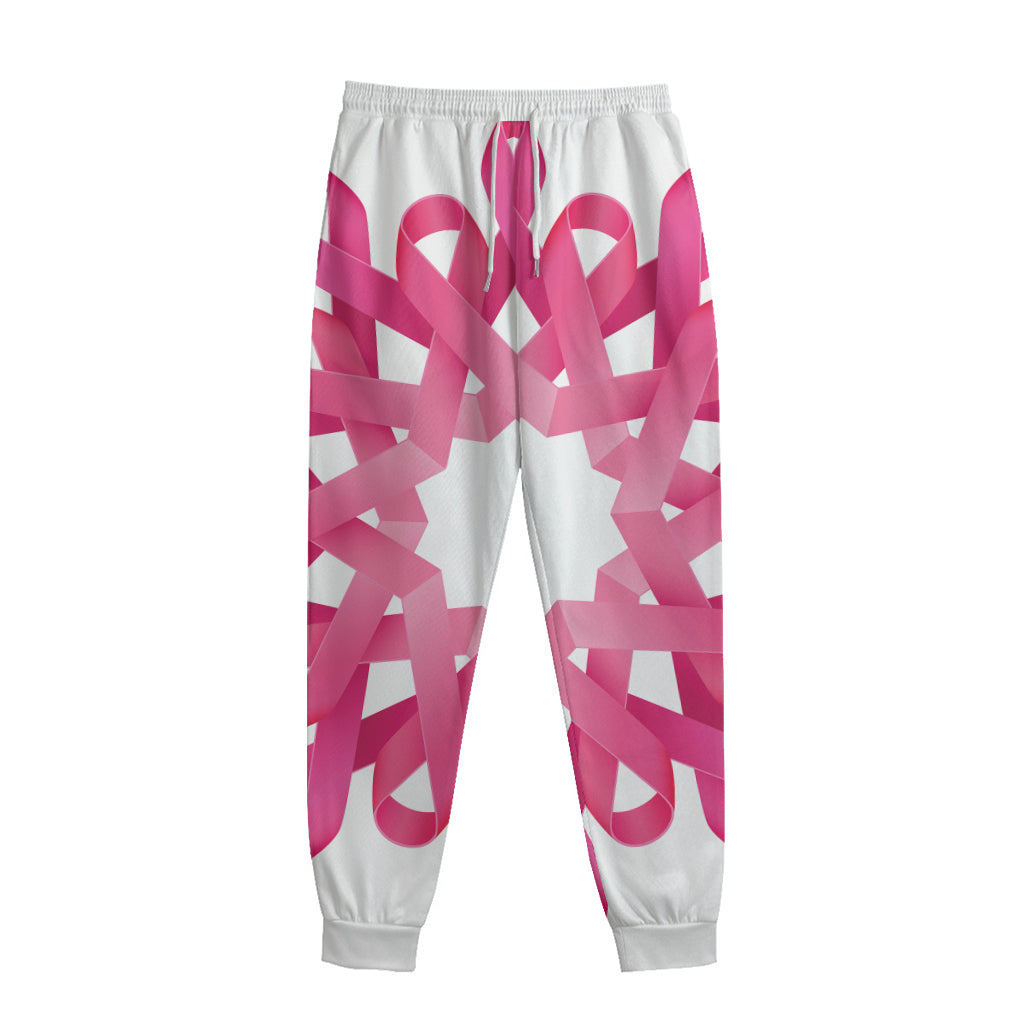 Pink Breast Cancer Ribbon Flower Print Sweatpants