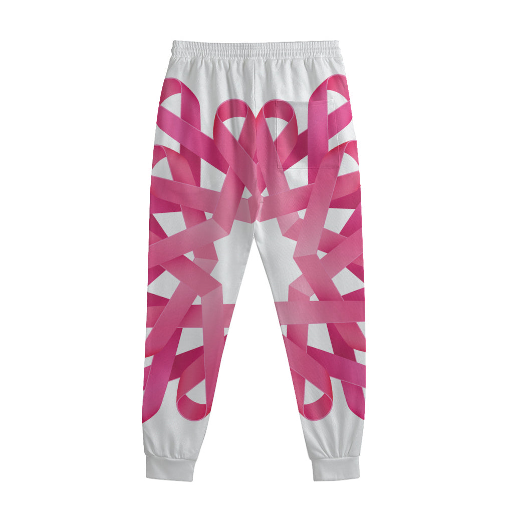 Pink Breast Cancer Ribbon Flower Print Sweatpants