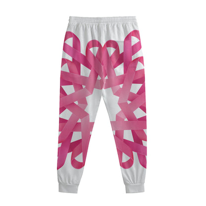 Pink Breast Cancer Ribbon Flower Print Sweatpants