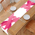 Pink Breast Cancer Ribbon Flower Print Table Runner