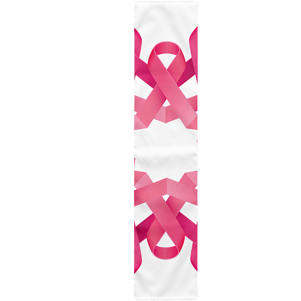 Pink Breast Cancer Ribbon Flower Print Table Runner