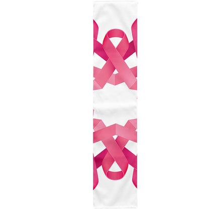 Pink Breast Cancer Ribbon Flower Print Table Runner