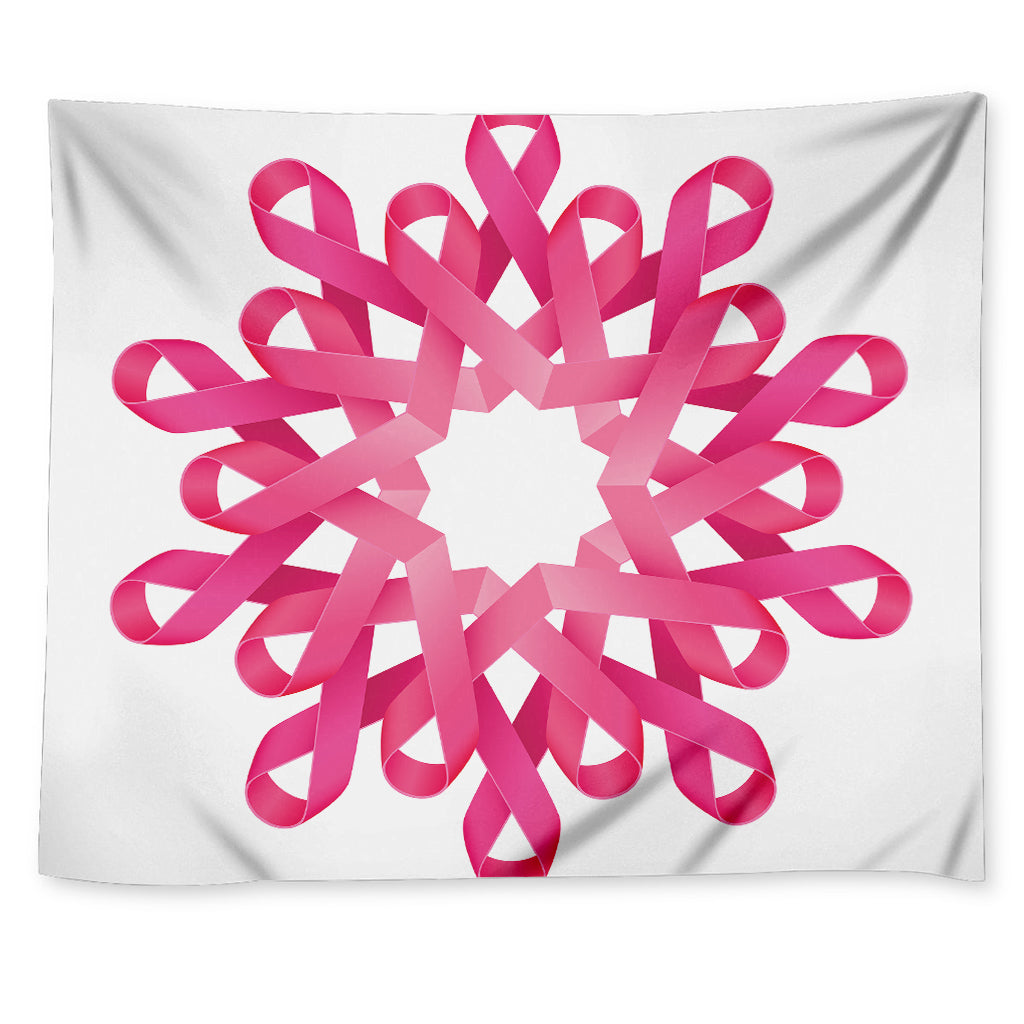 Pink Breast Cancer Ribbon Flower Print Tapestry