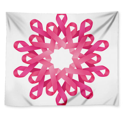 Pink Breast Cancer Ribbon Flower Print Tapestry