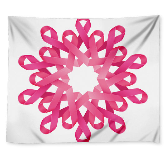 Pink Breast Cancer Ribbon Flower Print Tapestry
