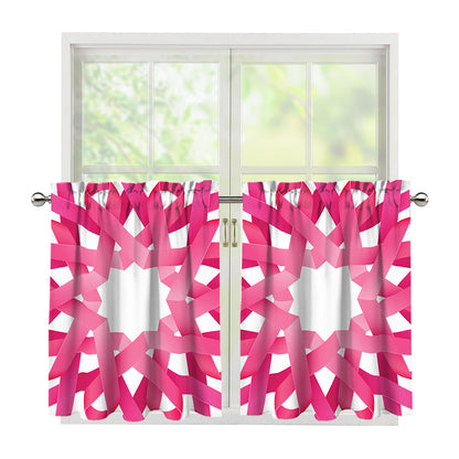 Pink Breast Cancer Ribbon Flower Print Tier Curtains