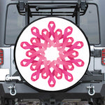 Pink Breast Cancer Ribbon Flower Print Tire Cover