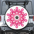 Pink Breast Cancer Ribbon Flower Print Tire Cover With Camera Hole
