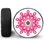 Pink Breast Cancer Ribbon Flower Print Tire Cover With Camera Hole