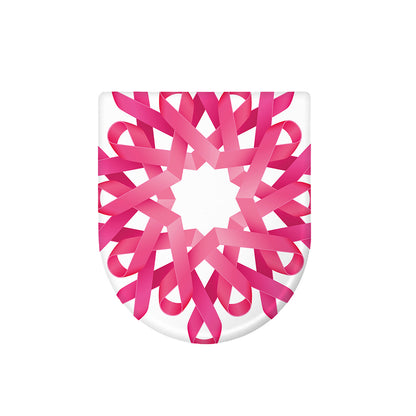 Pink Breast Cancer Ribbon Flower Print Toilet Lid Cover