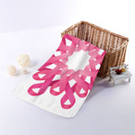 Pink Breast Cancer Ribbon Flower Print Towel