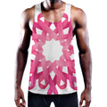 Pink Breast Cancer Ribbon Flower Print Men's Workout Tank Top