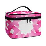 Pink Breast Cancer Ribbon Flower Print Travel Makeup Bag