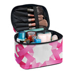 Pink Breast Cancer Ribbon Flower Print Travel Makeup Bag