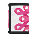 Pink Breast Cancer Ribbon Flower Print Trifold Wallet