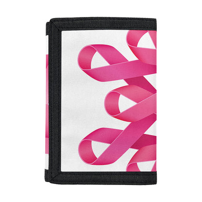 Pink Breast Cancer Ribbon Flower Print Trifold Wallet