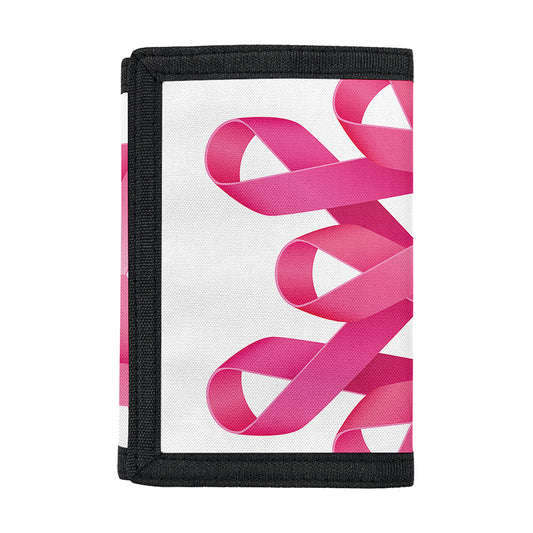Pink Breast Cancer Ribbon Flower Print Trifold Wallet