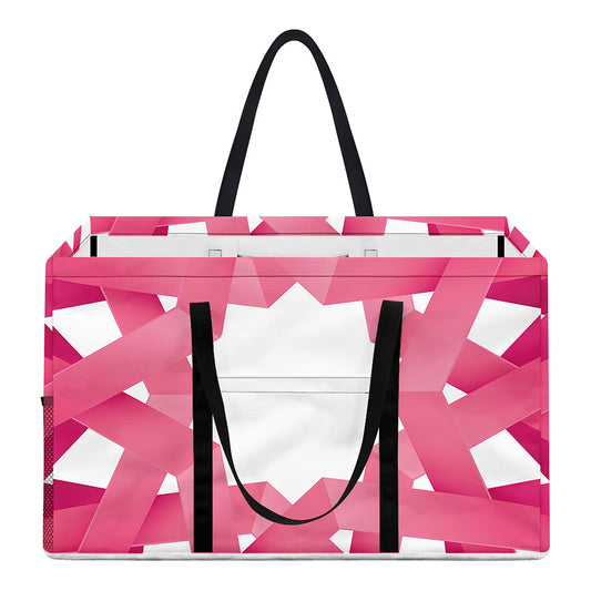 Pink Breast Cancer Ribbon Flower Print Utility Tote Bag