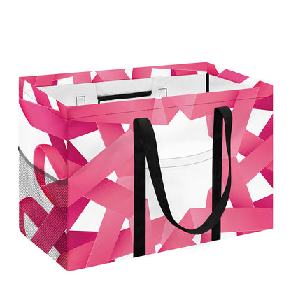 Pink Breast Cancer Ribbon Flower Print Utility Tote Bag