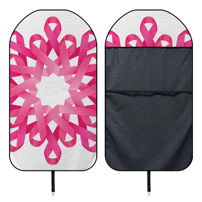 Pink Breast Cancer Ribbon Flower Print Waterproof Car Seat Cover