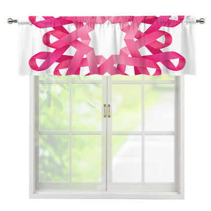 Pink Breast Cancer Ribbon Flower Print Window Valance