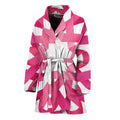 Pink Breast Cancer Ribbon Flower Print Women's Bathrobe