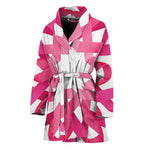 Pink Breast Cancer Ribbon Flower Print Women's Bathrobe
