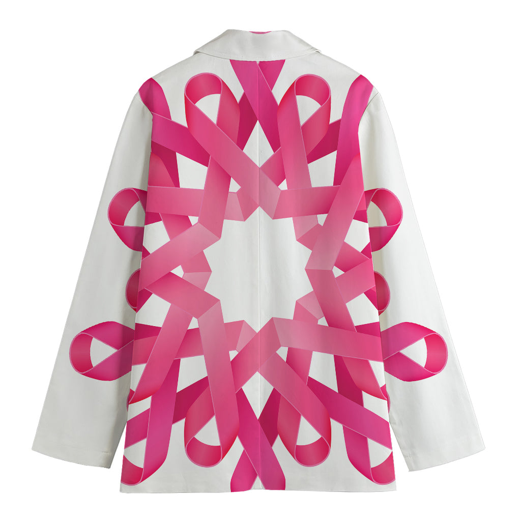 Pink Breast Cancer Ribbon Flower Print Women's Blazer