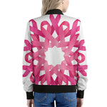 Pink Breast Cancer Ribbon Flower Print Women's Bomber Jacket