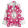 Pink Breast Cancer Ribbon Flower Print Women's Cotton Blazer