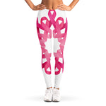 Pink Breast Cancer Ribbon Flower Print Women's Leggings