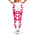 Pink Breast Cancer Ribbon Flower Print Women's Leggings