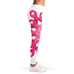 Pink Breast Cancer Ribbon Flower Print Women's Leggings