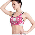 Pink Breast Cancer Ribbon Flower Print Women's Sports Bra